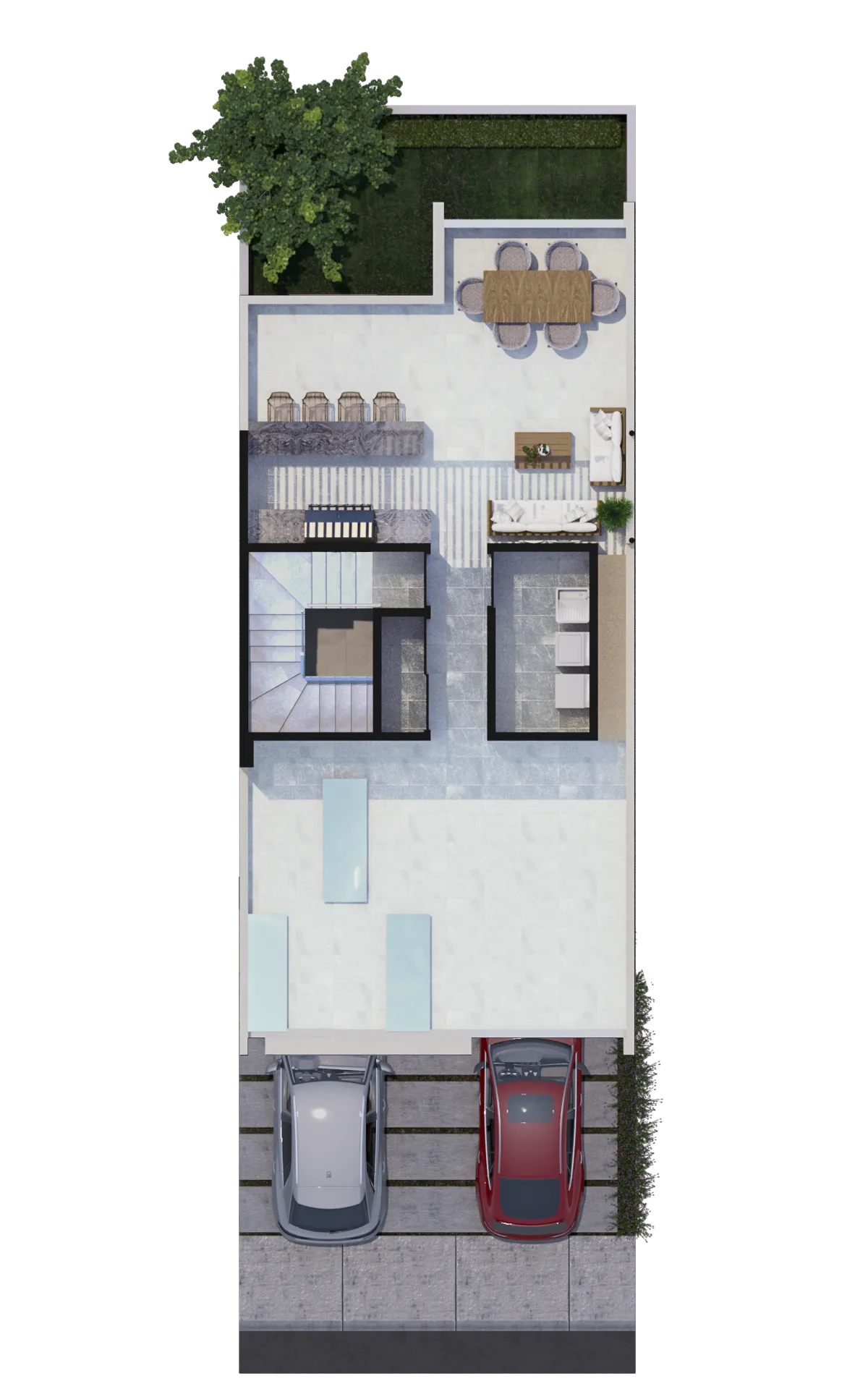 Distribución de casas en planta rooftop